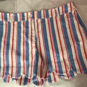 WOMEN’S SHORTS, CROWN AND IVY, SHELBY SIZE 14,, WHITE W/ BLUE RED PINK STRIPE